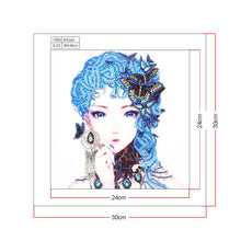 Load image into Gallery viewer, Crystal Rhinestone Diamond Painting Kit | Blue Hair Girl