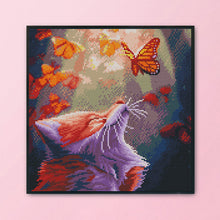 Load image into Gallery viewer, 11CT Full Cross Stitch | Cat and butterfly (36x36cm)