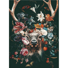 Load image into Gallery viewer, Full Diamond Painting kit | Flowers on sika deer head