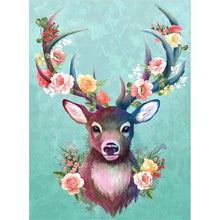 Load image into Gallery viewer, Full Diamond Painting kit | Flowers on deer antlers