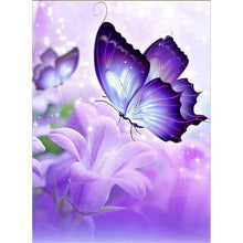 Load image into Gallery viewer, Full Diamond Painting kit | Purple butterfly and flower