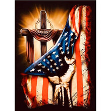 Load image into Gallery viewer, Full Diamond Painting kit | American flag cross