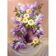 Load image into Gallery viewer, Full Diamond Painting kit | Lavender and yellow roses