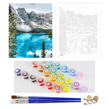 Load image into Gallery viewer, DIY Painting by number kit | Snow mountain and lake