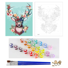 Load image into Gallery viewer, DIY Painting by number kit | Deer antlers wearing flowers