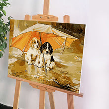 Load image into Gallery viewer, DIY Painting by number kit | Basset Hounds under the umbrella