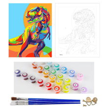 Load image into Gallery viewer, DIY Painting by number kit | Watercolor dinosaur
