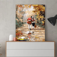 Load image into Gallery viewer, DIY Painting by number kit | Couple walking with pet dog on the path