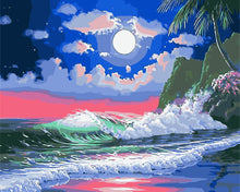 Load image into Gallery viewer, DIY Painting by number kit | The sea under the night light
