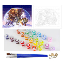 Load image into Gallery viewer, DIY Painting by number kit | Tiger, zebra, rhino, elephant, dolphin and white bear