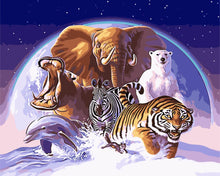 Load image into Gallery viewer, DIY Painting by number kit | Tiger, zebra, rhino, elephant, dolphin and white bear