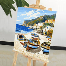 Load image into Gallery viewer, DIY Painting by number kit | Boats on the beach