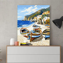 Load image into Gallery viewer, DIY Painting by number kit | Boats on the beach