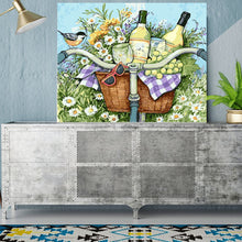 Load image into Gallery viewer, DIY Painting by number kit | Flowers and wines on the front of the bicycle
