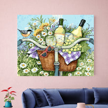 Load image into Gallery viewer, DIY Painting by number kit | Flowers and wines on the front of the bicycle
