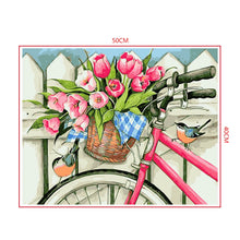 Load image into Gallery viewer, DIY Painting by number kit | Flowers on the front of the bicycle