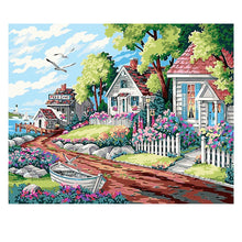 Load image into Gallery viewer, DIY Painting by number kit | Beautiful houses by the sea