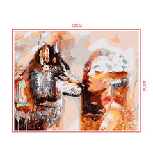 Load image into Gallery viewer, DIY Painting by number kit | Beautiful female and wolf