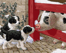 Load image into Gallery viewer, DIY Painting by number kit | Friendly dogs and pig