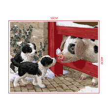 Load image into Gallery viewer, DIY Painting by number kit | Friendly dogs and pig