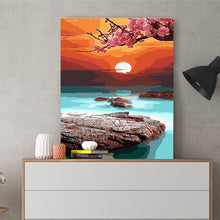 Load image into Gallery viewer, DIY Painting by number kit | Peach Blossom Lake Water Bright Moonlight