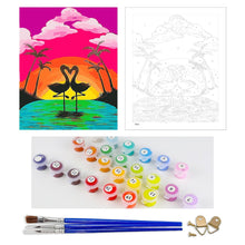 Load image into Gallery viewer, DIY Painting by number kit | Flamingo couple