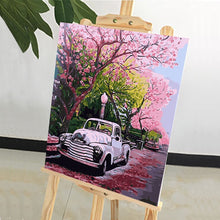 Load image into Gallery viewer, DIY Painting by number kit | Retro car under the cherry tree