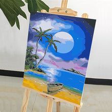 Load image into Gallery viewer, DIY Painting by number kit | The seaside under the big moon