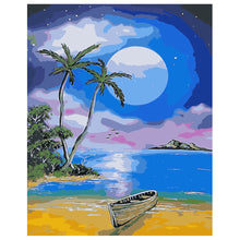 Load image into Gallery viewer, DIY Painting by number kit | The seaside under the big moon