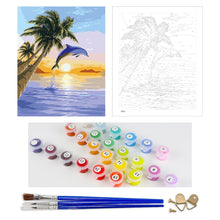 Load image into Gallery viewer, DIY Painting by number kit | Dolphin jumping in the sea