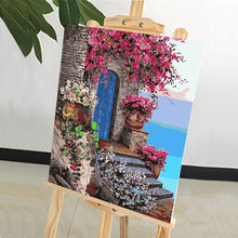 Load image into Gallery viewer, DIY Painting by number kit | Beautiful house by the Aegean Sea