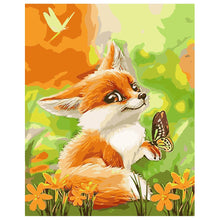 Load image into Gallery viewer, DIY Painting by number kit | A fox and A butterfly