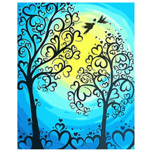 Load image into Gallery viewer, DIY Painting by number kit | Heart shaped tree and love birds