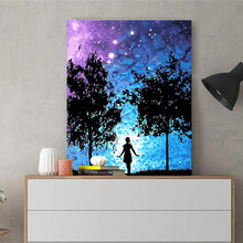 Load image into Gallery viewer, DIY Painting by number kit | Girl under the romantic starry sky