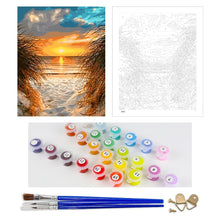 Load image into Gallery viewer, DIY Painting by number kit | Beach under sunset