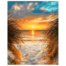 Load image into Gallery viewer, DIY Painting by number kit | Beach under sunset