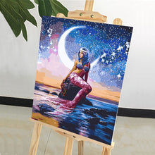 Load image into Gallery viewer, DIY Painting by number kit | Mermaid under the moonlight