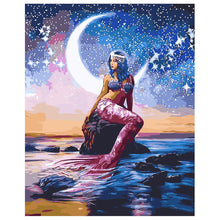 Load image into Gallery viewer, DIY Painting by number kit | Mermaid under the moonlight