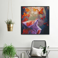 Load image into Gallery viewer, 11CT Full Cross Stitch | Cat and butterfly (36x36cm)