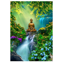 Load image into Gallery viewer, Full Diamond Painting kit | Buddha on the rocks of the waterfall