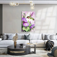 Load image into Gallery viewer, Full Diamond Painting kit | Hummingbird and Morning Glory