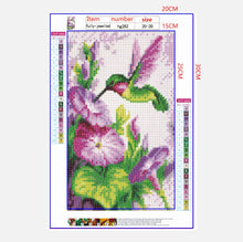 Load image into Gallery viewer, Full Diamond Painting kit | Hummingbird and Morning Glory