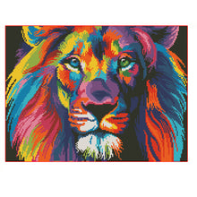 Load image into Gallery viewer, 11CT Full Cross Stitch | Colorful lion (36x46cm)