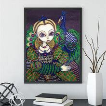 Load image into Gallery viewer, Crystal Rhinestone Diamond Painting Kit | Peacock and Girl