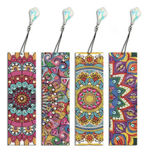 Load image into Gallery viewer, 4-piece DIY Bookmark Set with Pendant Mandala Shaped Diamond Bookmark Set
