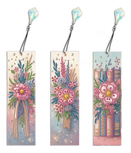 Load image into Gallery viewer, 3-piece Set of Flower Style Bookmarks, Diamond Paintings, Book Decorations

