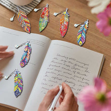Load image into Gallery viewer, 5D Diamond Painting Feather Bookmark Crystal 6-piece Pendant Alien Diamond Acrylic
