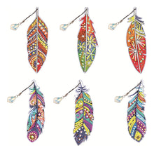Load image into Gallery viewer, 5D Diamond Painting Feather Bookmark Crystal 6-piece Pendant Alien Diamond Acrylic
