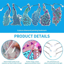 Load image into Gallery viewer, 6 DIY Diamond Pendants, Animal Peacock Pendants, Decorative Paintings, Handmade Diamond Pendants
