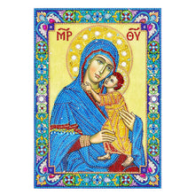 Load image into Gallery viewer, Crystal Rhinestone diamond painting kit | religious figures Virgin Mary and Jesus
